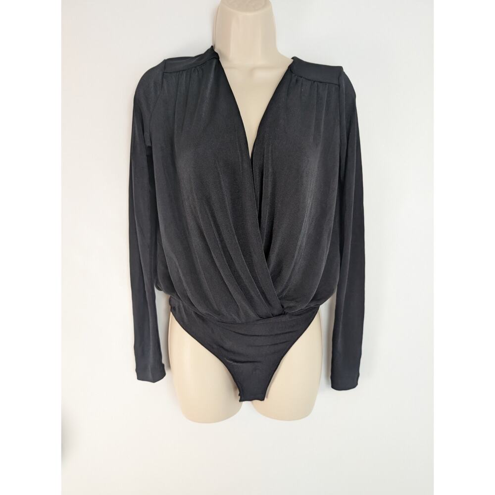 Intimately Free People Womens Thong Bodysuit Sz S Long Sleeve V Neck Witchy